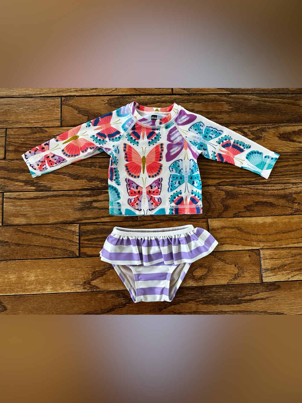 Tea Collection Girls' Butterfly Rash Guard Set - 6-9m